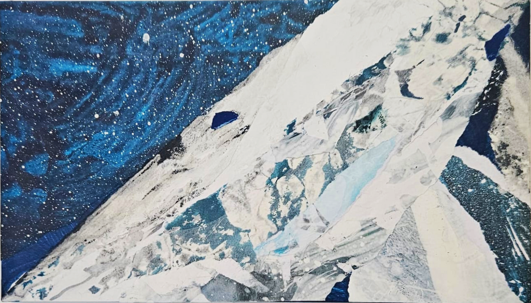 CARIBAÏ, Echappée XXVI, Encres et acryliques sur papier marouflé sur bois, H 30 x L 50cm, 2023