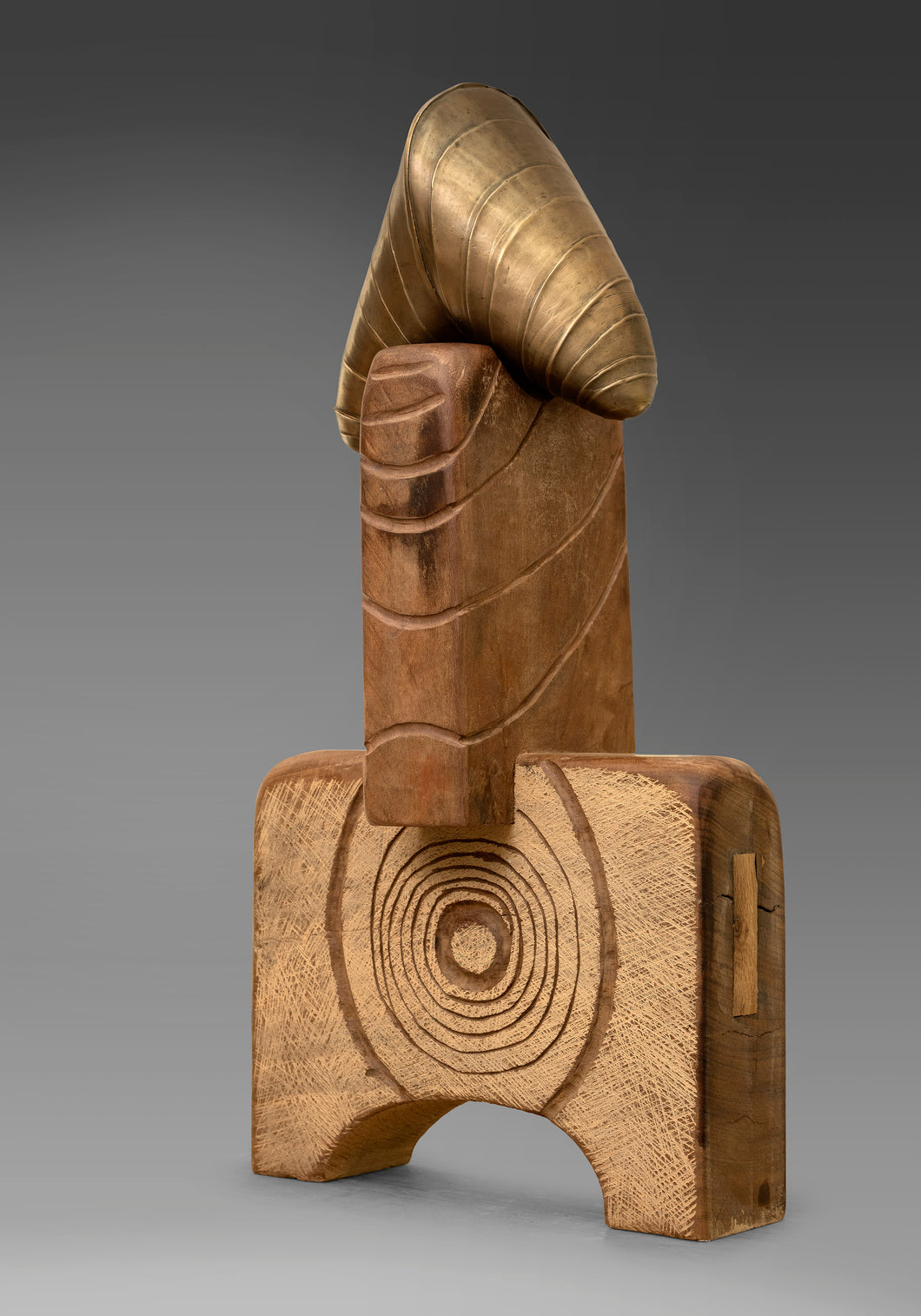 Catherine François, Totem Trans, pièce unique, Bronze et bois, H63 x L33 x P18cm,2023.