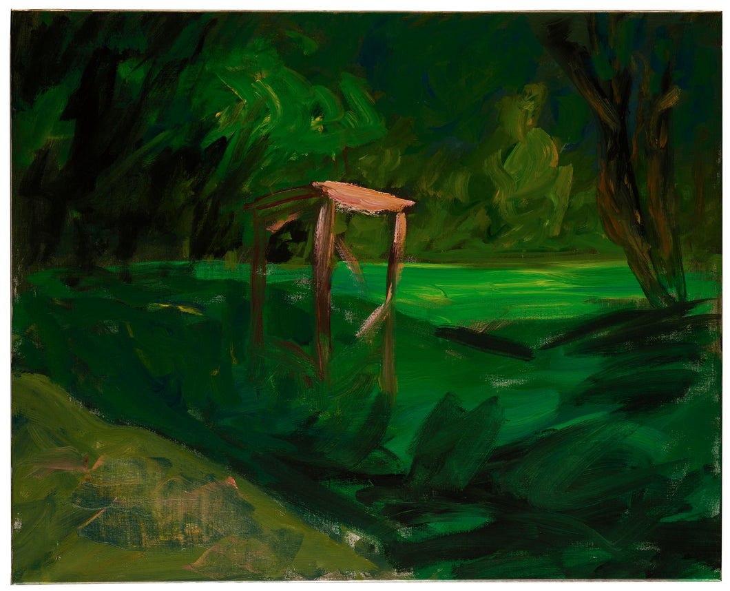 Patrice Giorda, Sous-bois vert I, acrylique sur toile, 65 x 81 cm, 2023