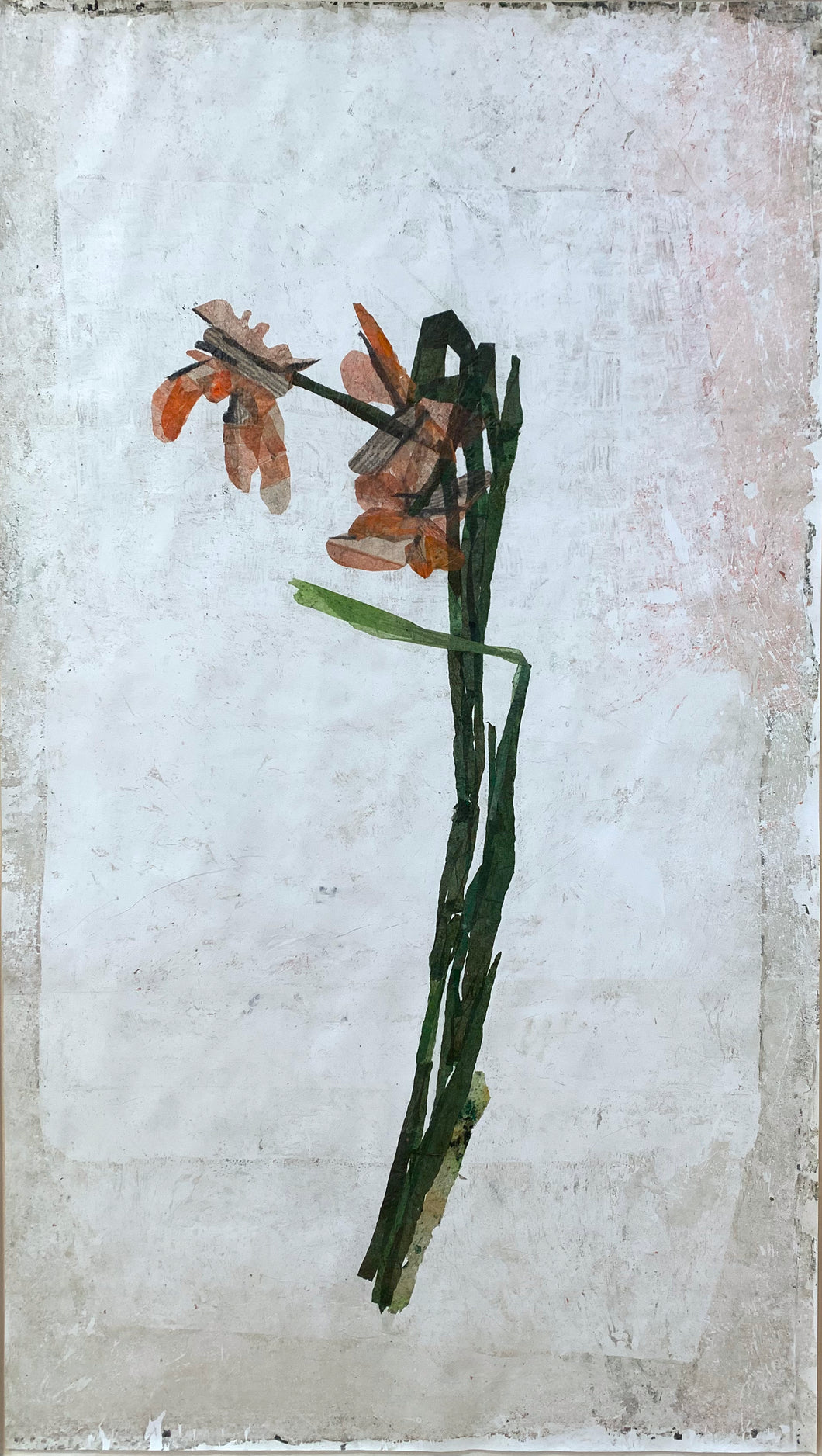 Valérie Novello, Recoller / Iris, Papier du Japon, du Népal, Gouache, 158 x 90 cm, 2021