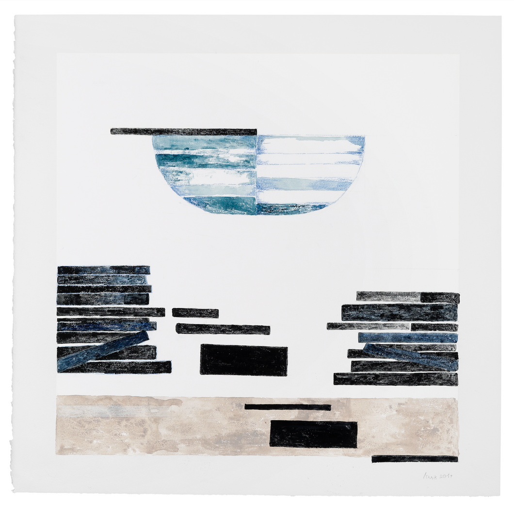 Anna Mark, Gouaches , Gouaches et craie sur fond sérigraphié, 60 x 61 cm, 2019